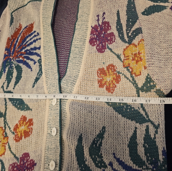 Bogner Vintage Floral Embroidered Beige Cardigan Soze 6 Cotton/Silk - Picture 15 of 16
